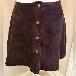 🤎VTG 60’s 70’s Brown Suede Snap Front FAB FIND Groovy boho MINI SKIRT Sz 9 🤎